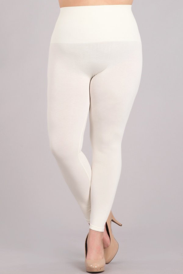 Buy STOP Off White Fitted Full Length Cotton Lycra Women's Leggings |  Shoppers Stop